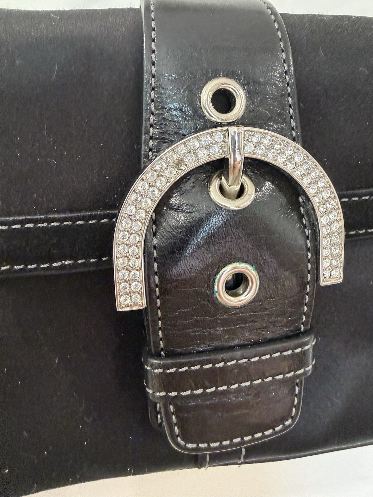 RARE Coach Mini Soho Satin & Suede Ltd Ed Top Handle Bag Clutch Swarovski # 8949