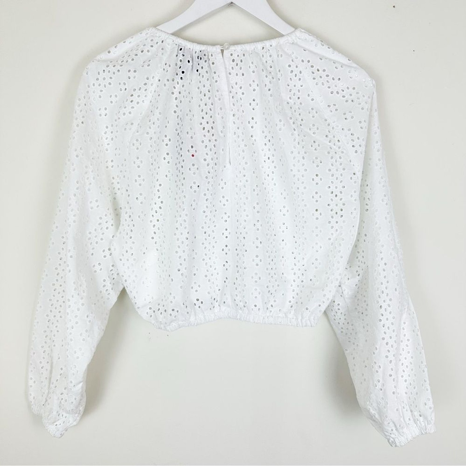 NWT DKNY Jeans Cotton Eyelet Cropped Blouse
