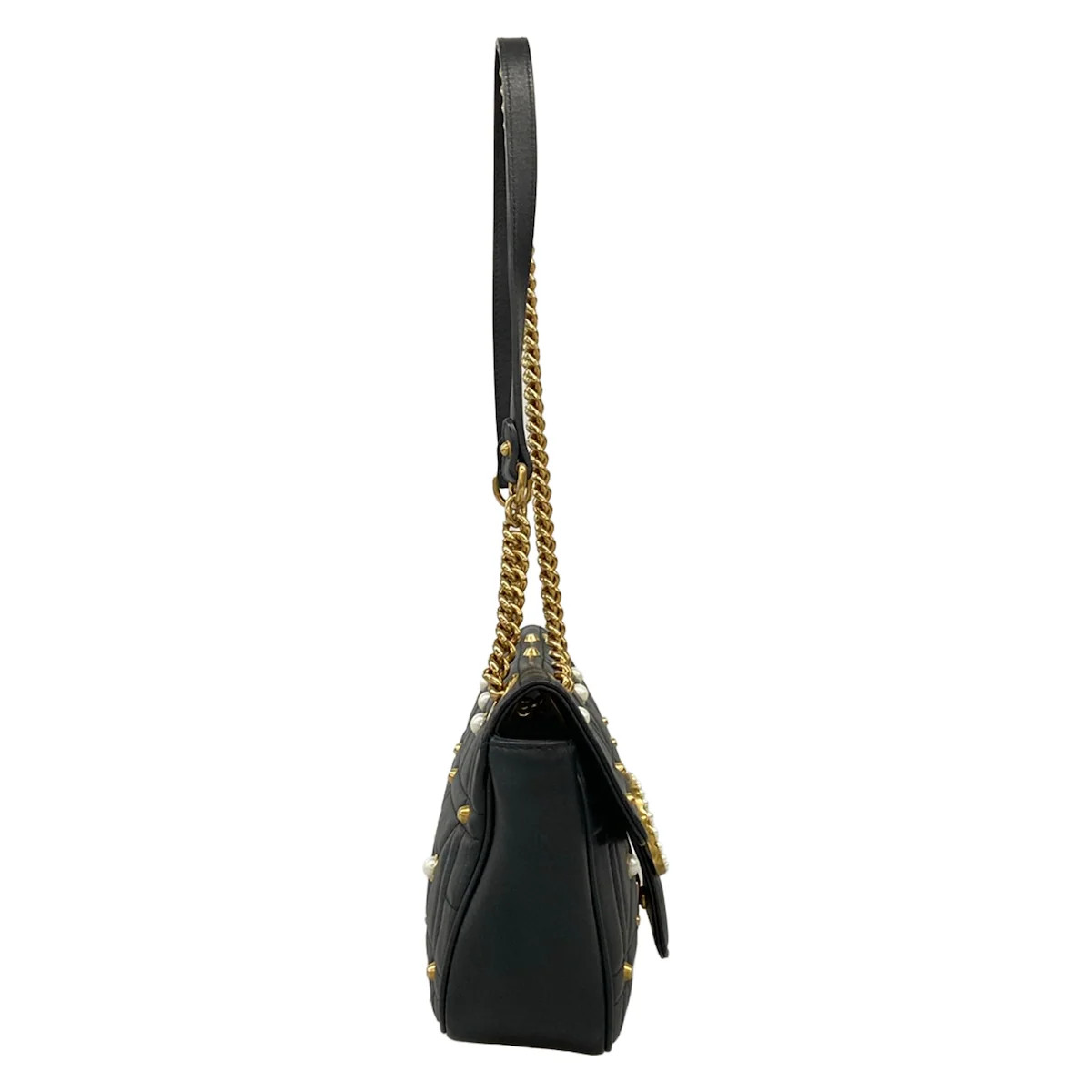 GUCCI GG Marmont Quilting Small Shoulder Bag 443497 Black Leather Shoulder Bag