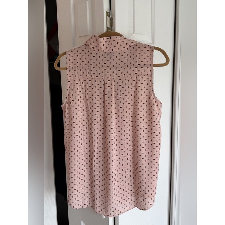 Ann Taylor Factory Pink Tie Neck Sleeveless Blouse M