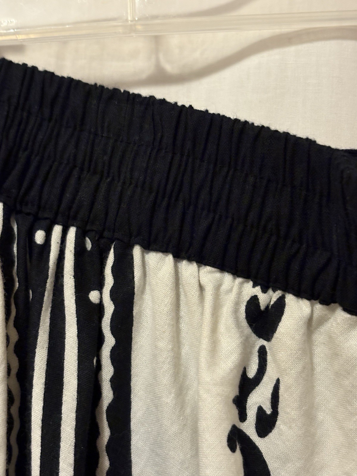 S-L Studio West Half Circle Skirt Nouveau Print Black White Cotton Nostalgic VTG