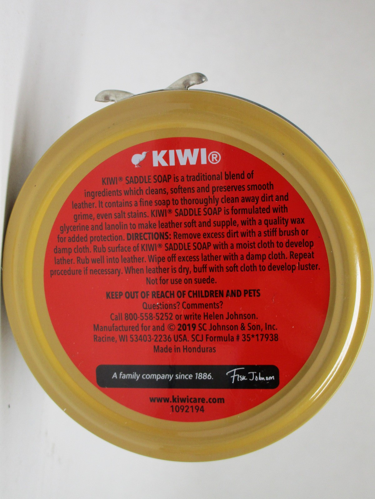2 Cans Kiwi Outdoor Saddle Soap 3 1/8 oz. Paste No Scent For All Leather Types