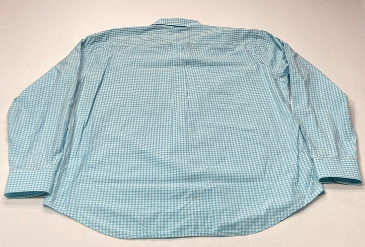 Peter Millar Crown Finish Shirt Long Sleeve Men’s XL Blue Gingham Casual 9564
