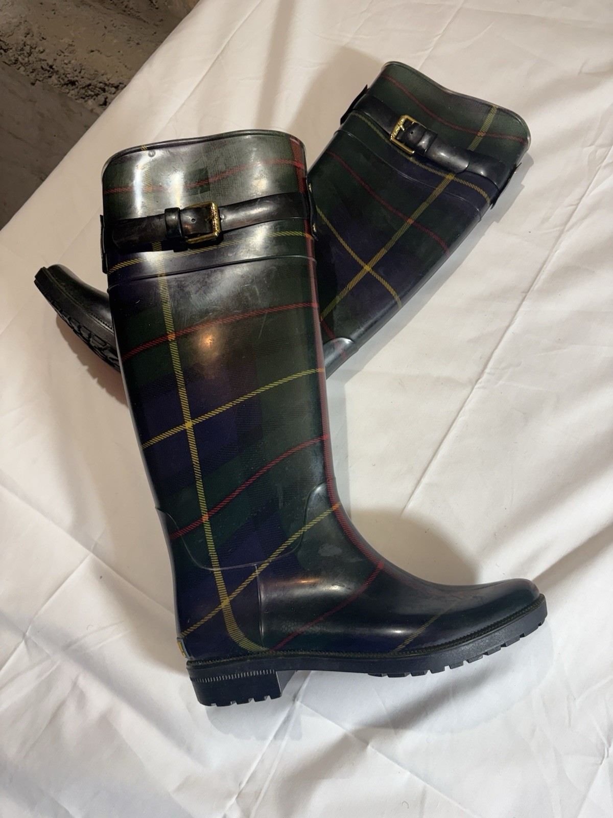 Lauren Ralph Lauren Rossalyn II Women’s Plaid Knee High Rain Boots US 7 B