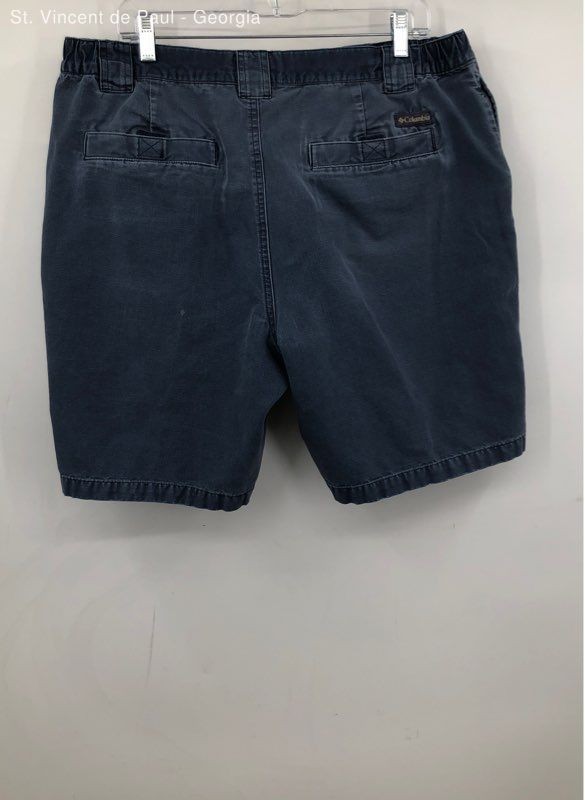 Columbia Blue 100% Cotton Duck Canvas Fatigue Cargo Fishing Shorts Good – Size L