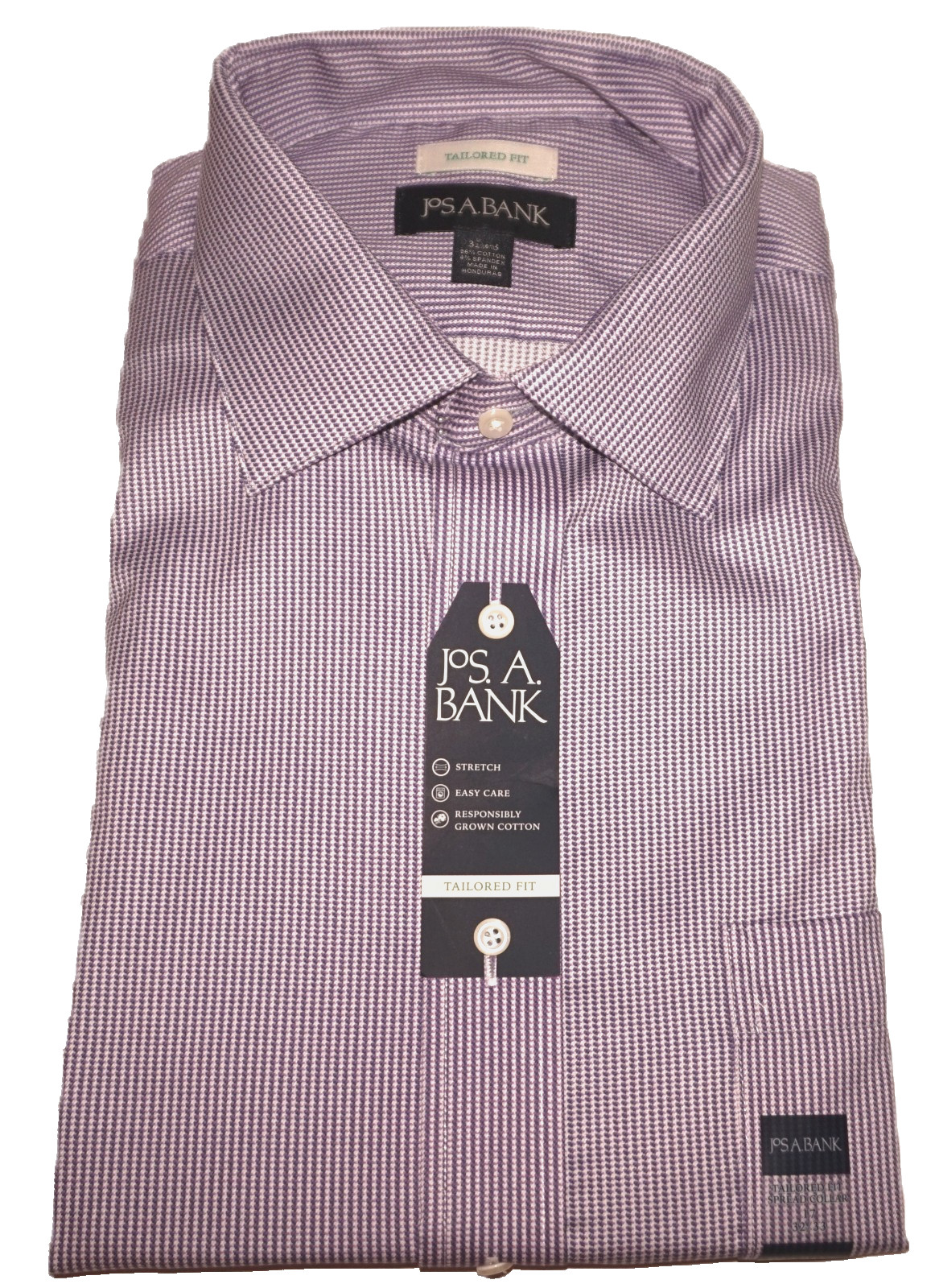 Jos A Bank Dress Shirt 16 – 32/33 Tailored Fit Lavender Houndstooth #DV
