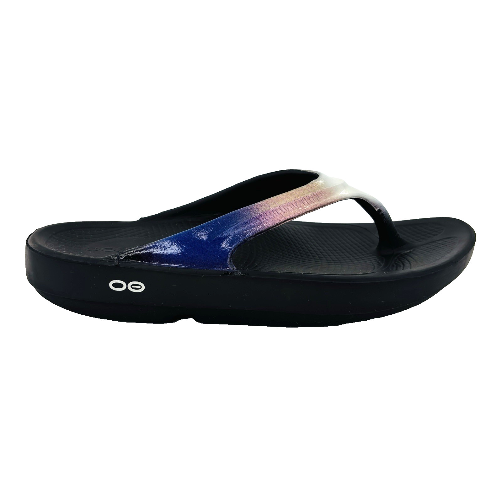 Womens 10 OOFOS OOlala Luxe Recovery Midnight Spectre Flip Flop Thong Sandals
