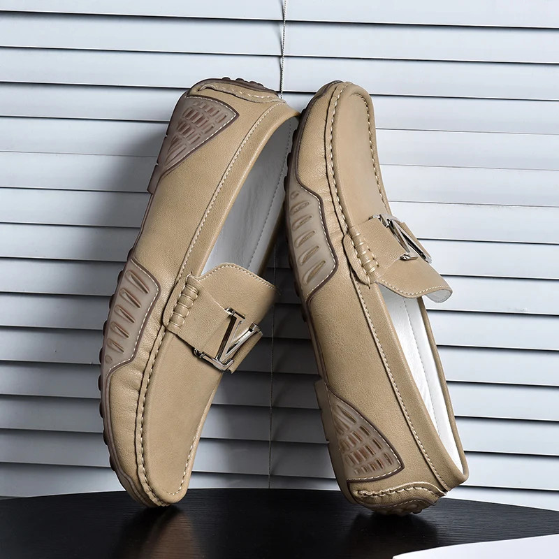 Mens Casual Leather Shoes Cowhide Loafers Genuine Leather Flats Driving Sneakers