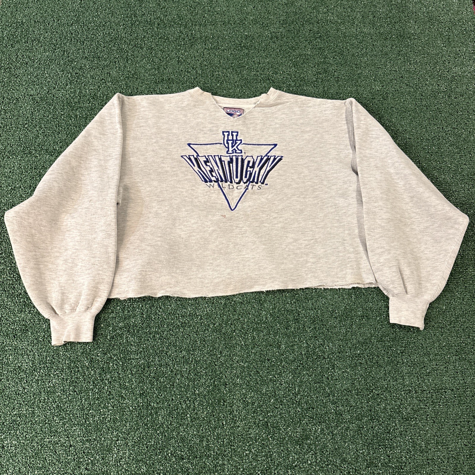Vintage 90s Logo 7 Kentucky Wildcats College Crop Crewneck Sweatshirt Large