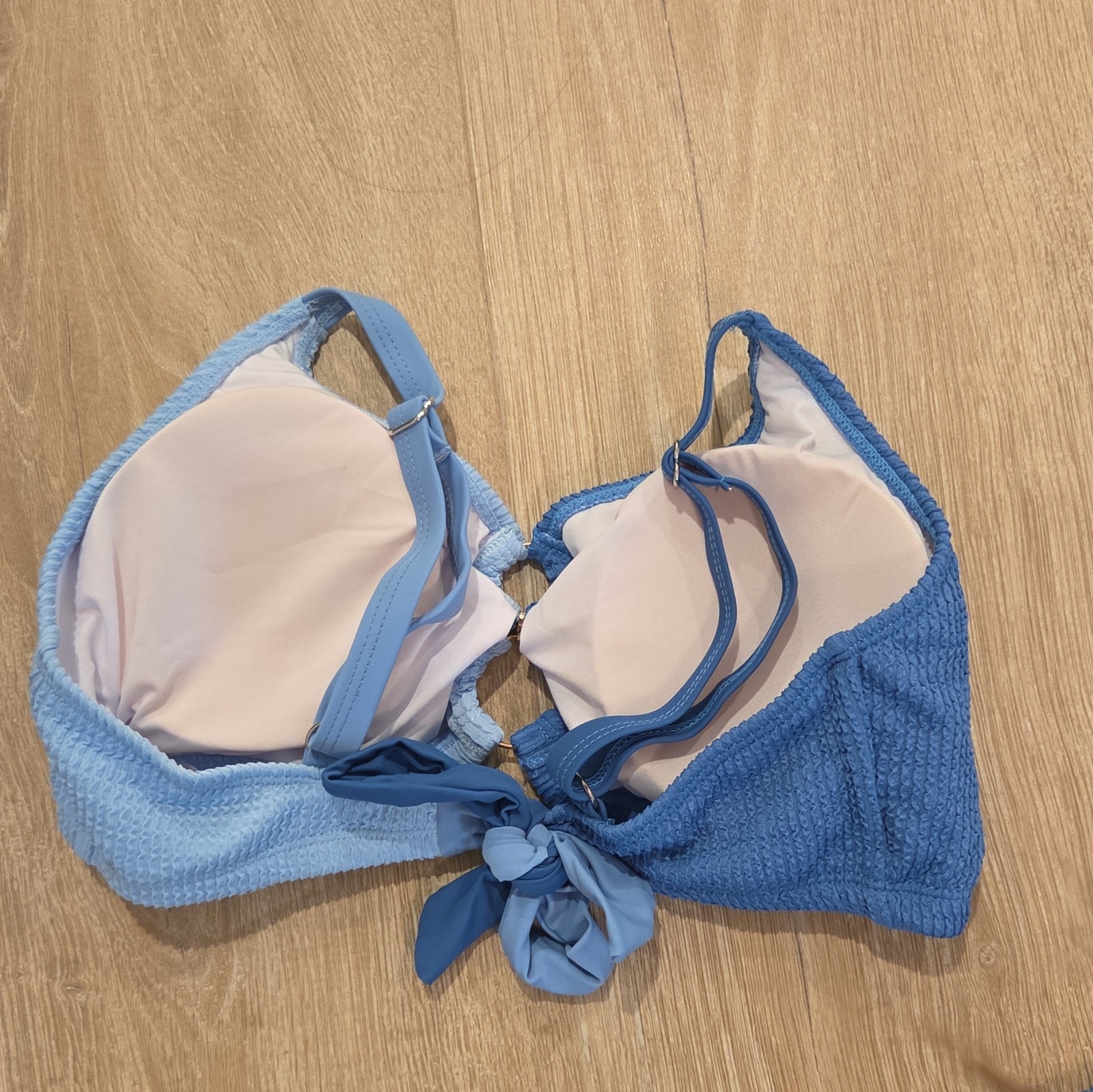 Blooming Jelly 2-Piece Bikini Set Blue/Light Blue Textured Tie Front XL B
