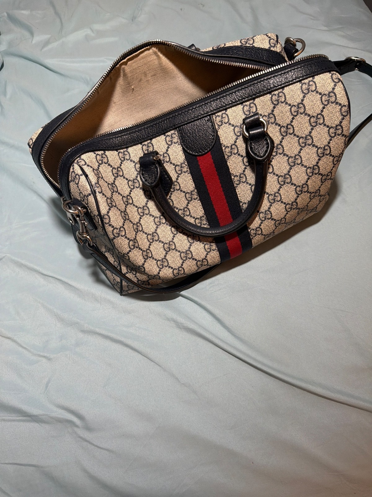 gucci bags authentic shoulder bag blue gg supreme ophidia top handle