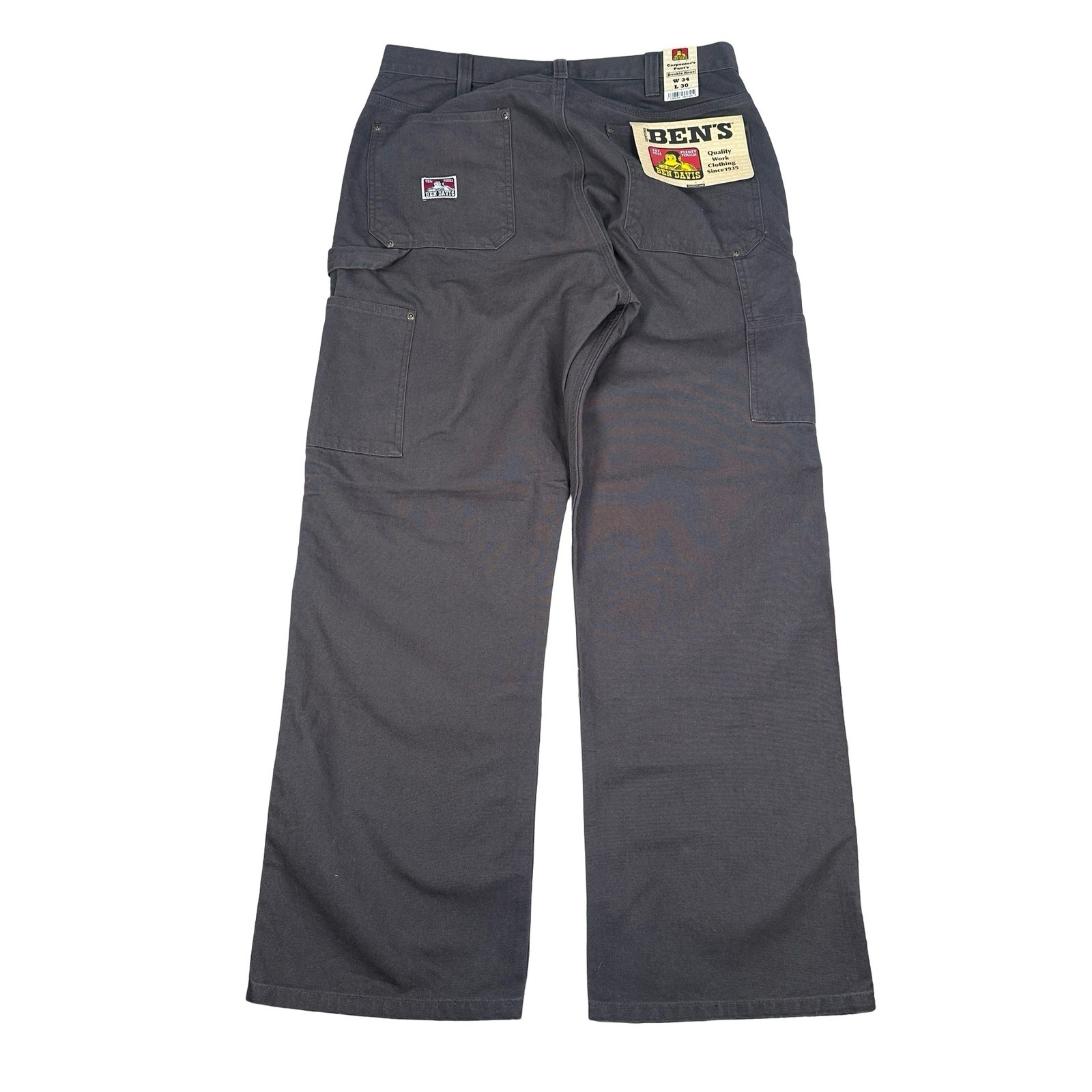 Ben Davis Double Knee Carpenter Pants Charcoal Gray Style 751 Mens 34×30 NWT