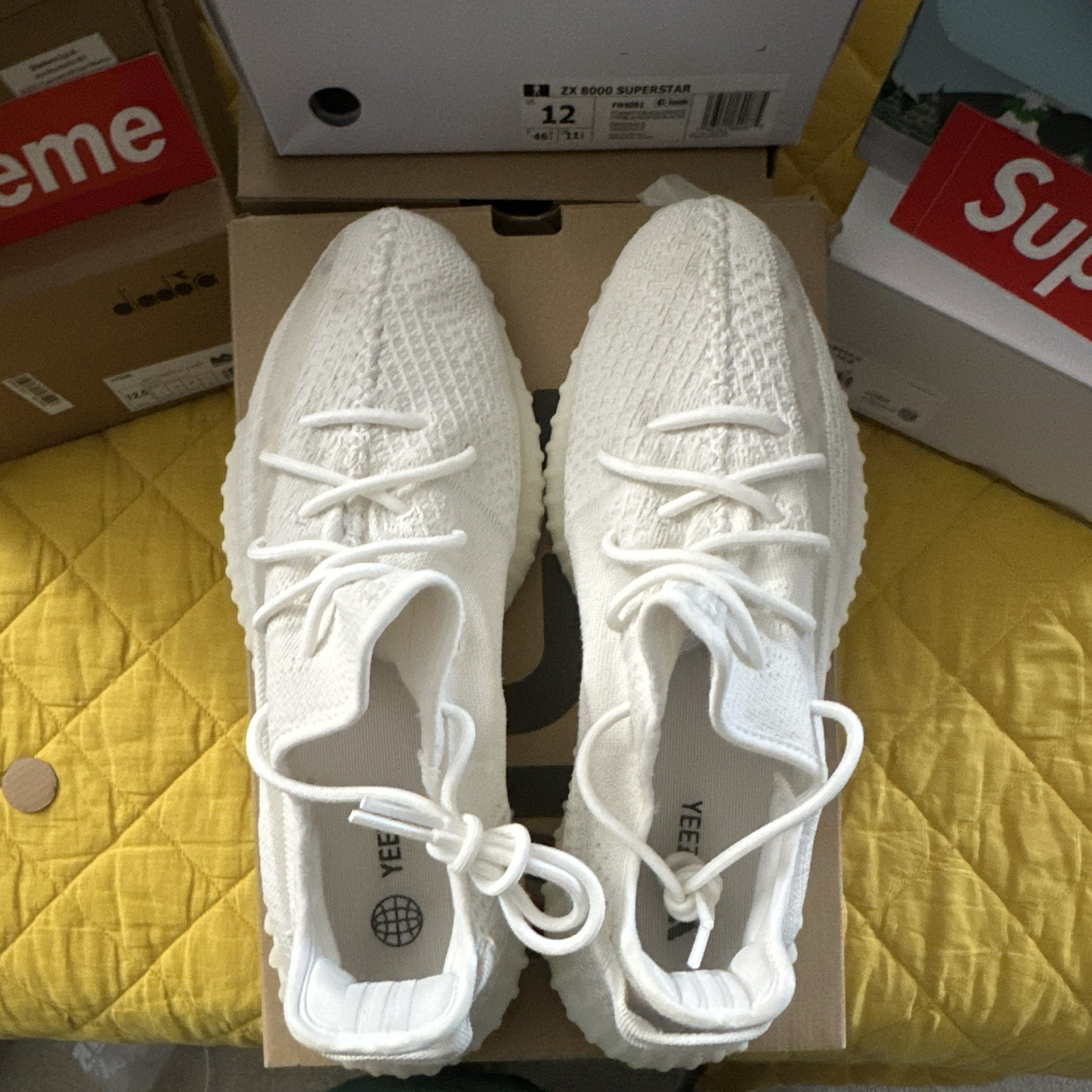 adidas Yeezy Boost 350 V2 Low Top USM 13 Sneaker Bone/Bone/Bone White HQ6316