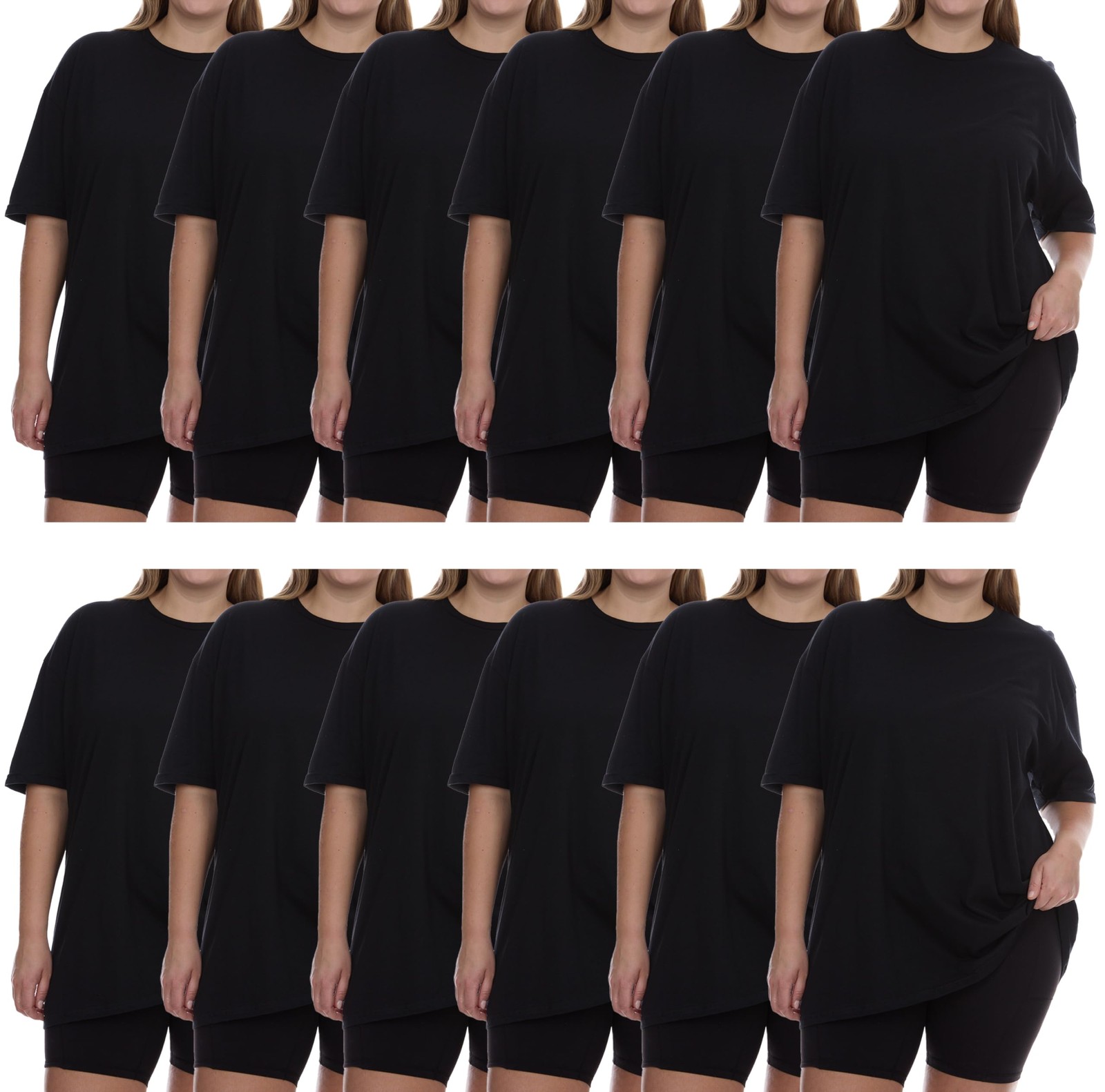 BILLIONHATS Womens Crew Neck Short Sleeve Baggy Loose Tops Oversize Tees