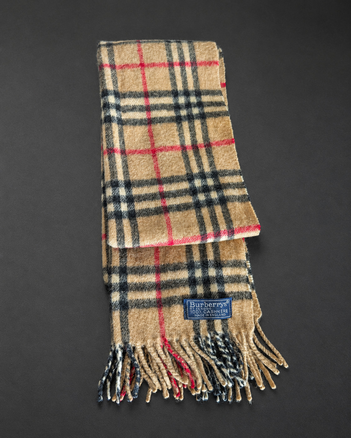 Vintage Burberrys 100% Cashmere Nova Check Scarf Made in England