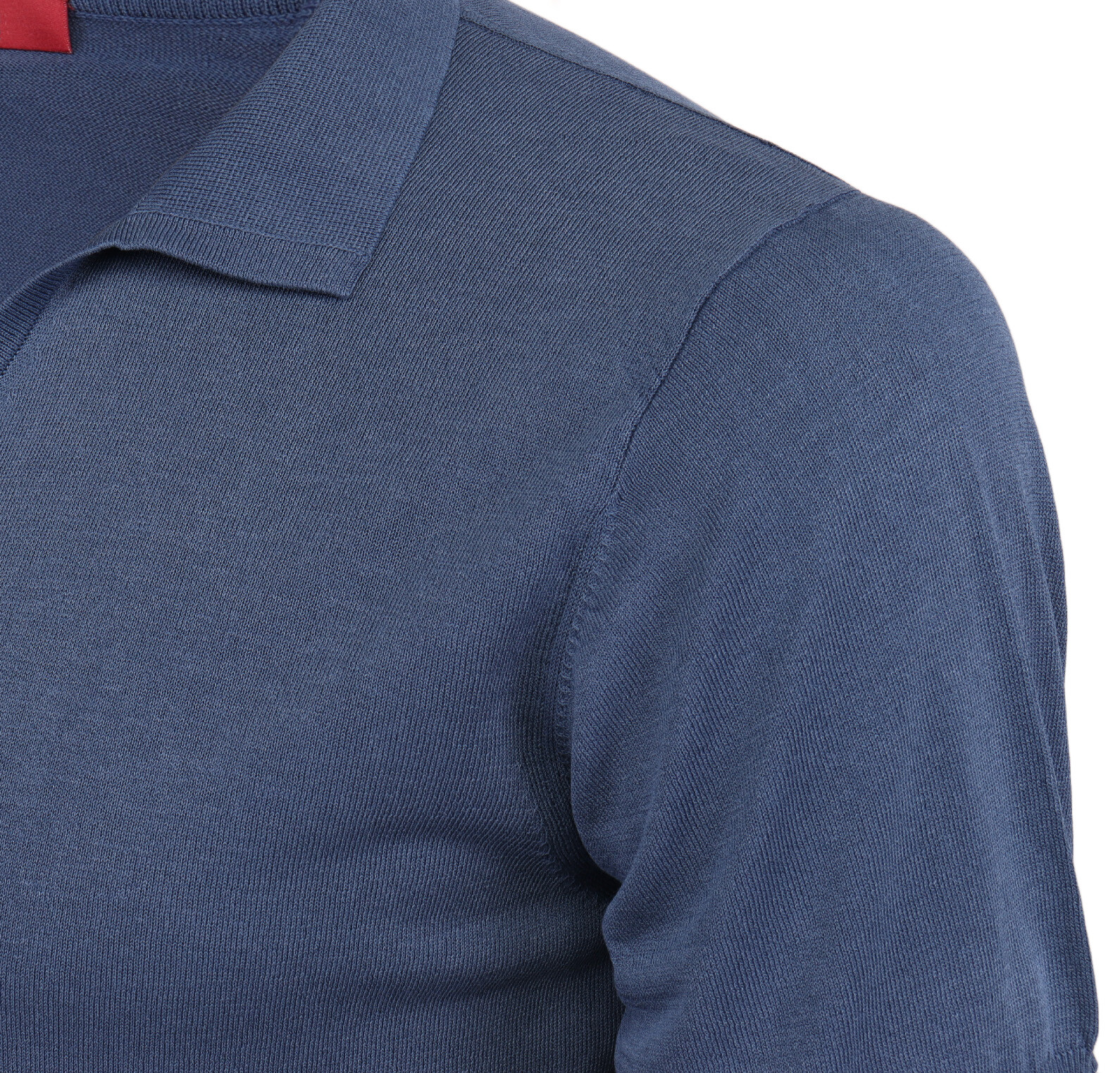 NWT EZZELINO POLO SWEATER 18µ linen avipn blue short sleeve luxury Italy 46 XS