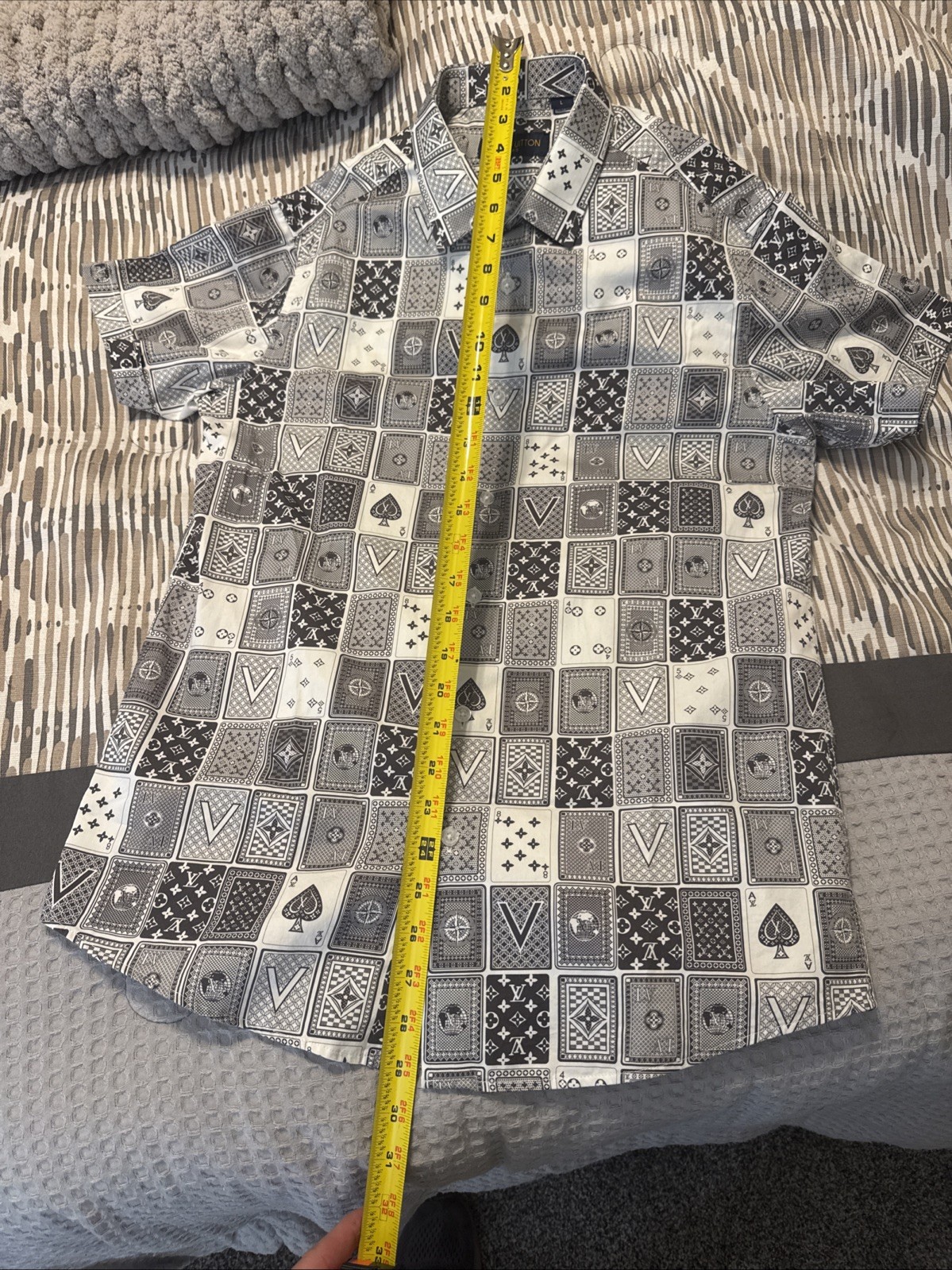 Louis Vuitton Playing Card Print Button Shirt Mens Large L Japan Rare Kim Jones