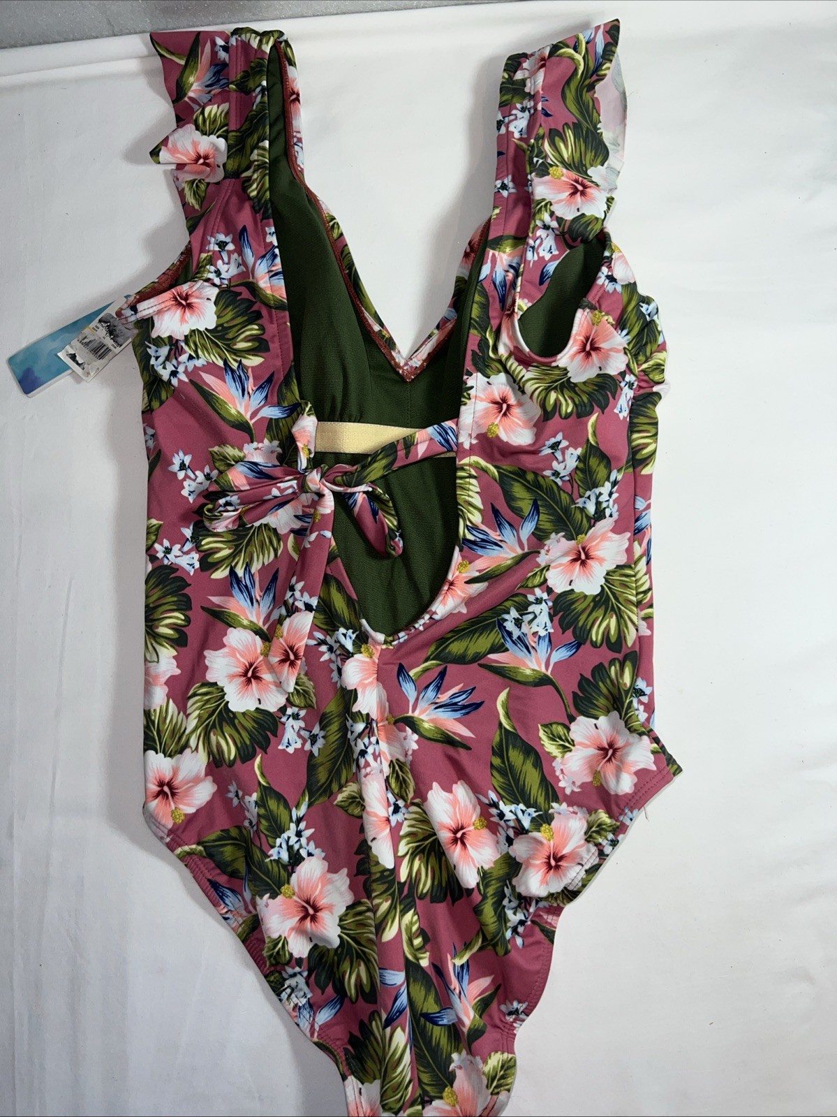 Beach Betty by Miracle Brands Women One Piece Swimsuit Pink Floral Size Large