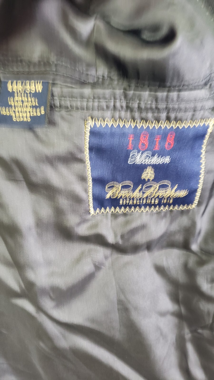 Brooks Brothers Saxxon 1818 Madison 44R 100% Bemberg Cupro 100% Wool Lining