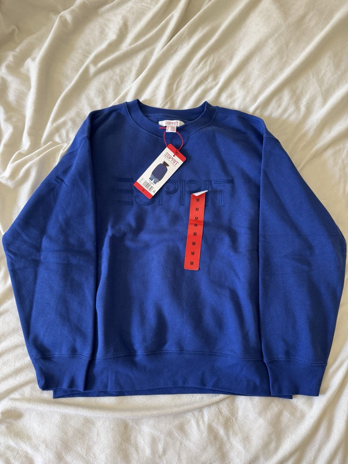 Esprit Blue Logo Graphic Print Crew Neck Pullover Sweatshirt Size M