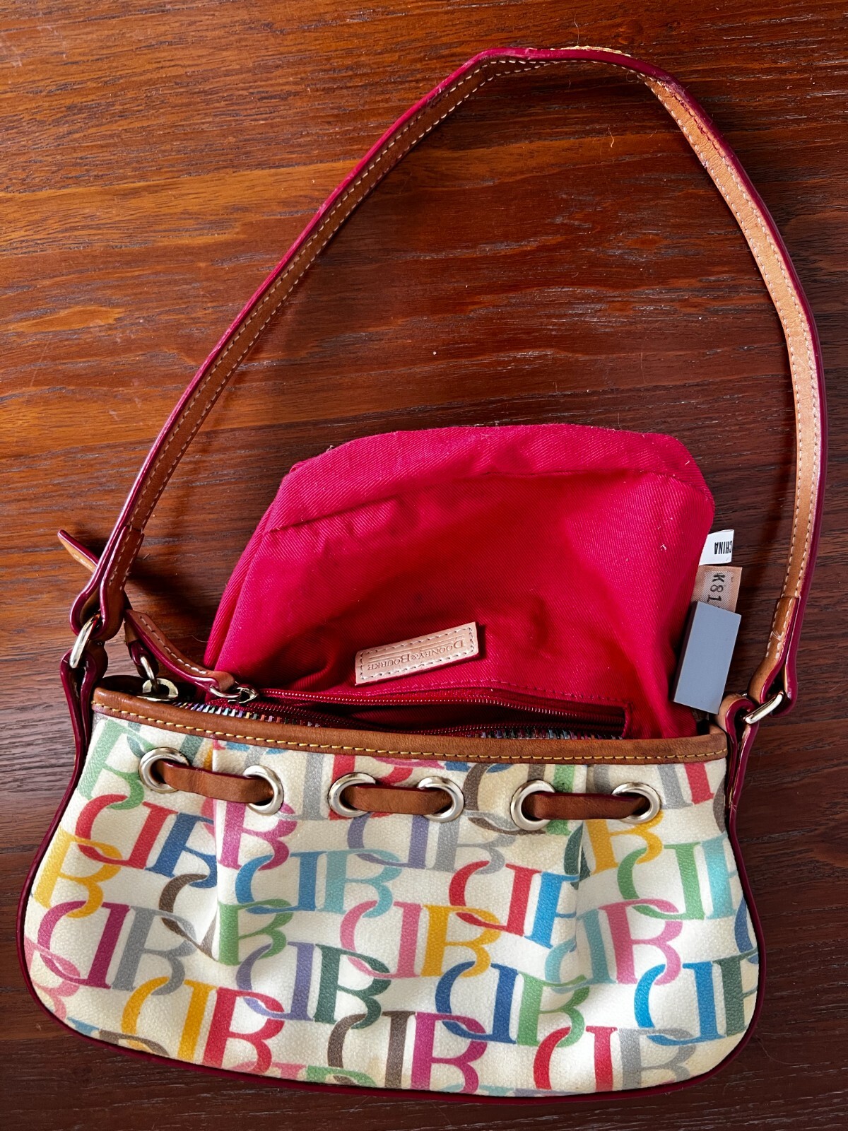 VTG Dooney & Bourke Purse SIGNATURE Rainbow Zipper Small 8.75 x 4.75