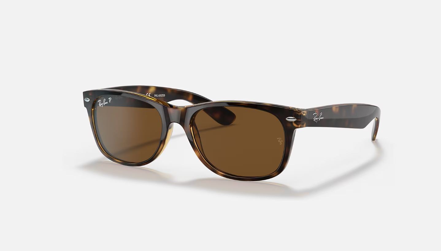Ray-Ban New Wayfarer Polished Tortoise/B-15 Brown Polarized 55 mm Sunglasses