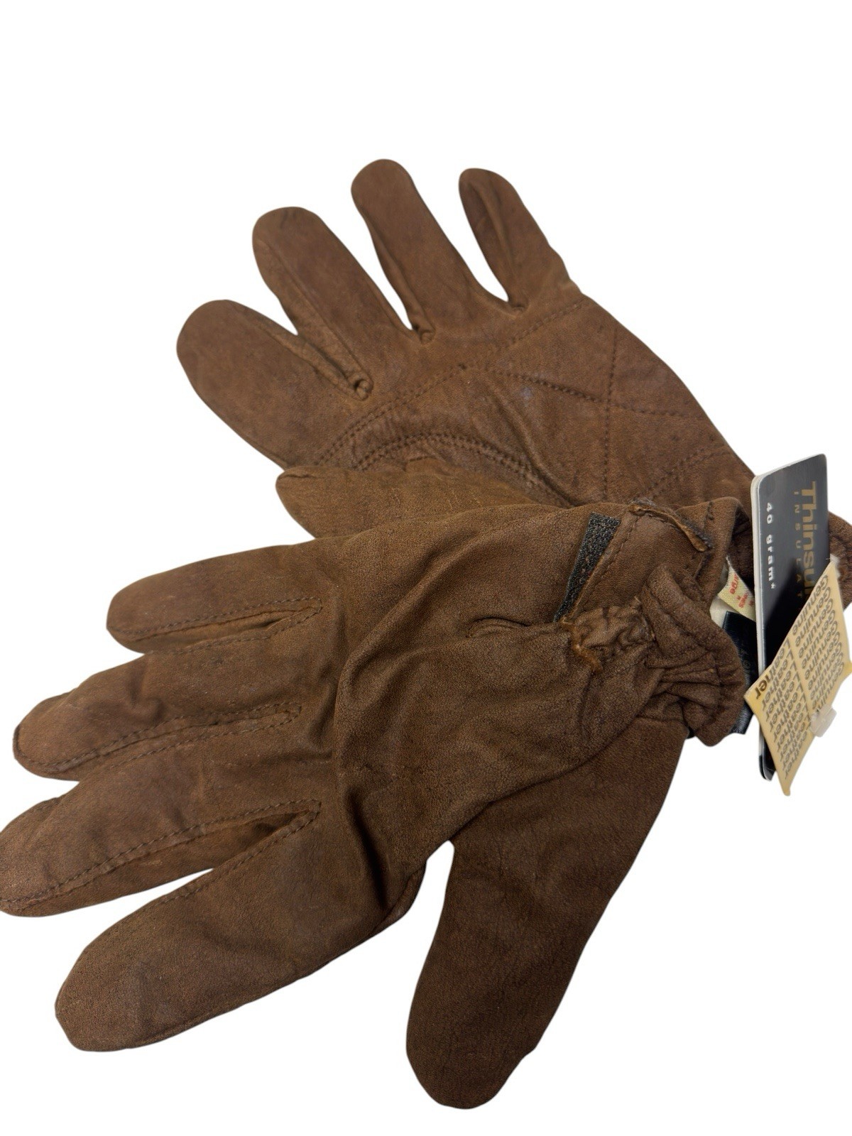 Leather Work Gloves Thinsulate Insulated Brown Winter Outdoor Mens NWT