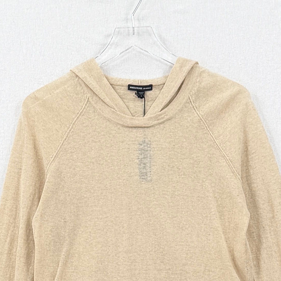 James Perse Hoodie Sweater Womens 0 Beige Linen Cotton Knit WFGL3631
