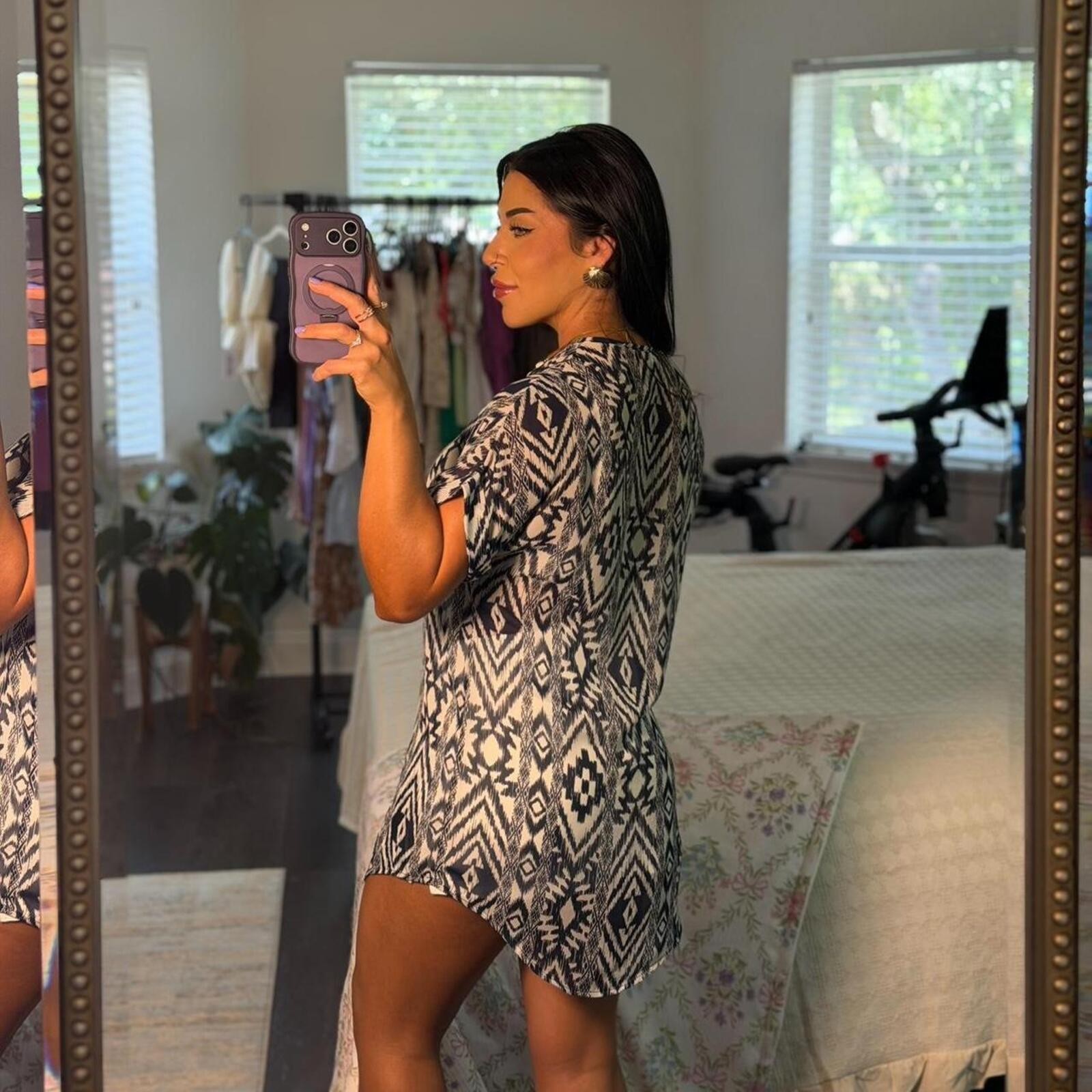 Francesca’s Boho Tribal Print Tunic Dress | Aztec Beach Cover Up