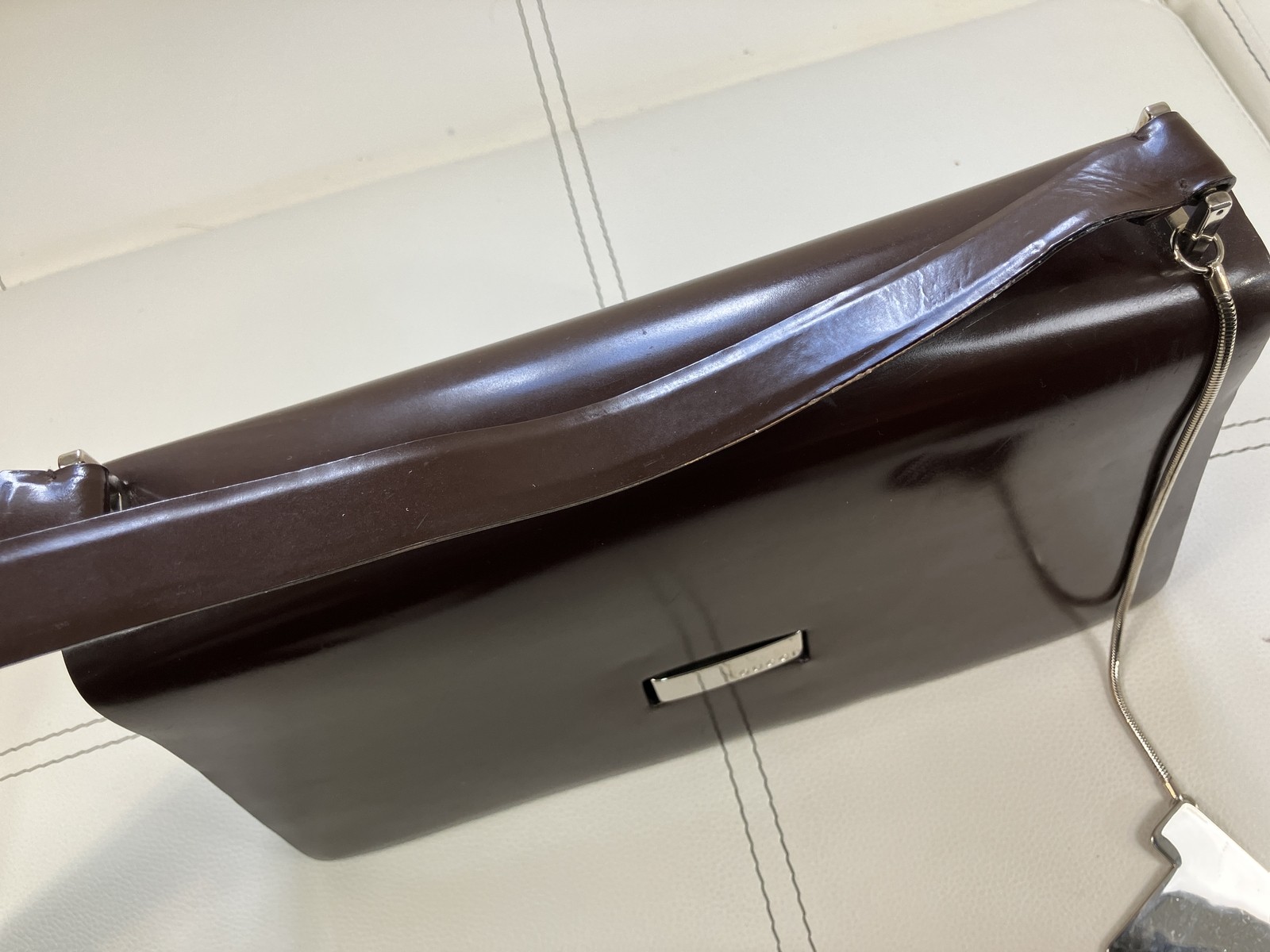 GUCCI Vintage Brown Patent Leather Shoulder Bag 001.3444.1746 Italy