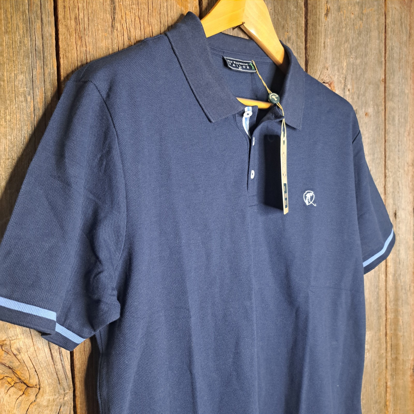NWT Preppy Golfcore Sir Raymond Tailor Men XL Pique Short Sleeve Polo Shirt Navy