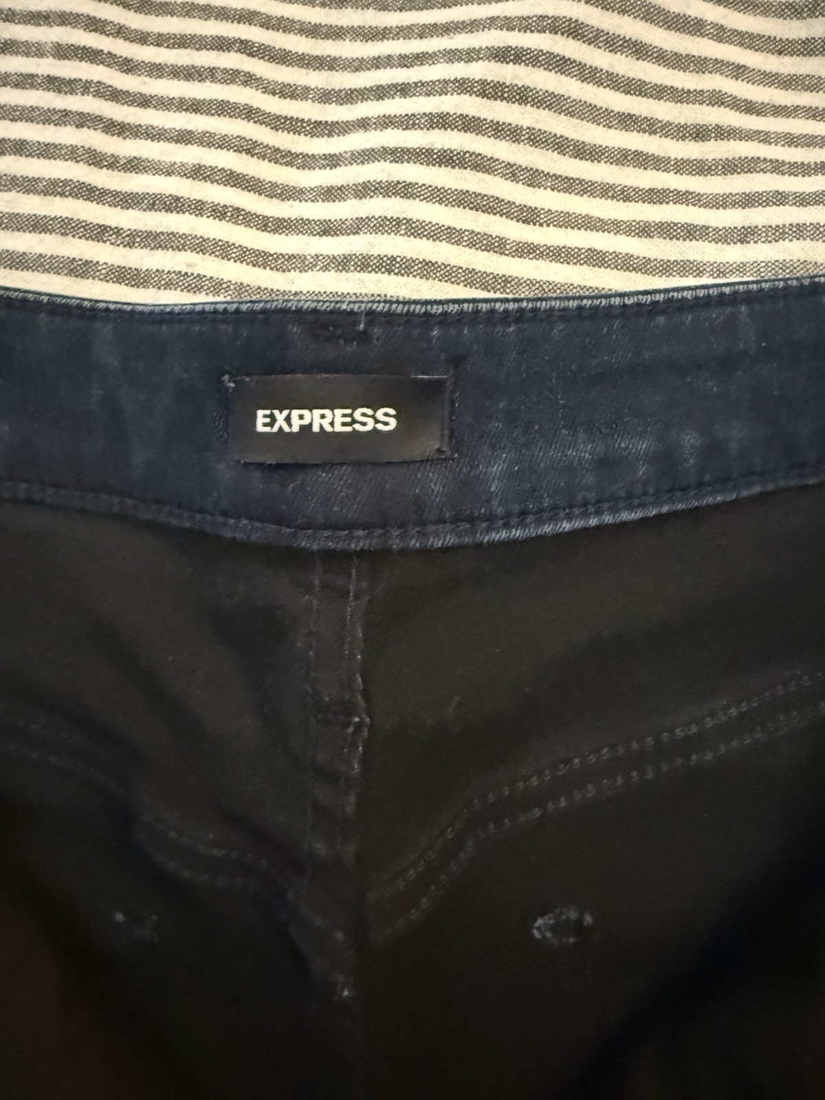 Express Women’s Bootcut Jeans Black Denim Mid Rise Solid 5-Pocket Pockets 16R