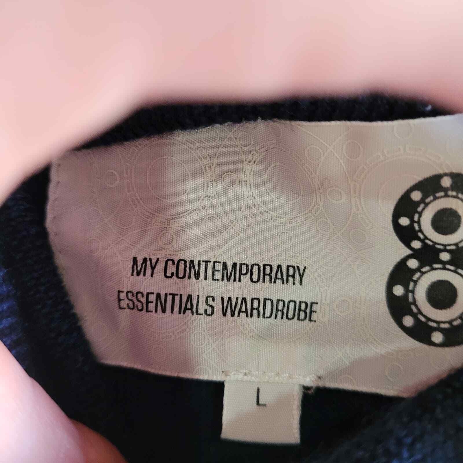 8 by YOOX Mens Navy Blue Merino Wool Preppy Nordic Turtleneck Sweater Sz L