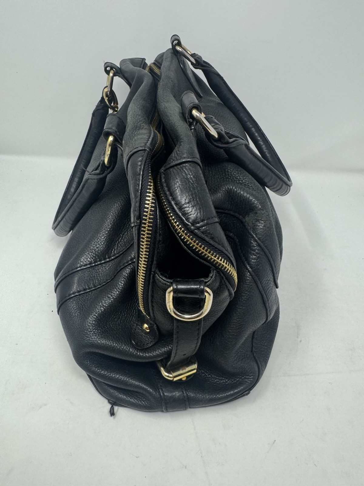 Audrey Brooke Purse black gen leather shoulder bag tote, Some wear As Shown