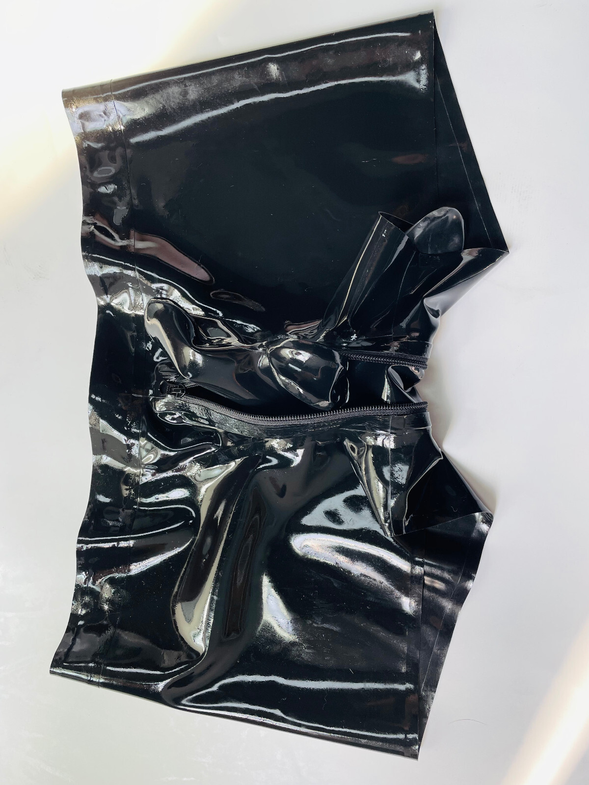 Mens Black latex boxer codpiece hidden two sheath 0.4mm custom-made fetish BDSM
