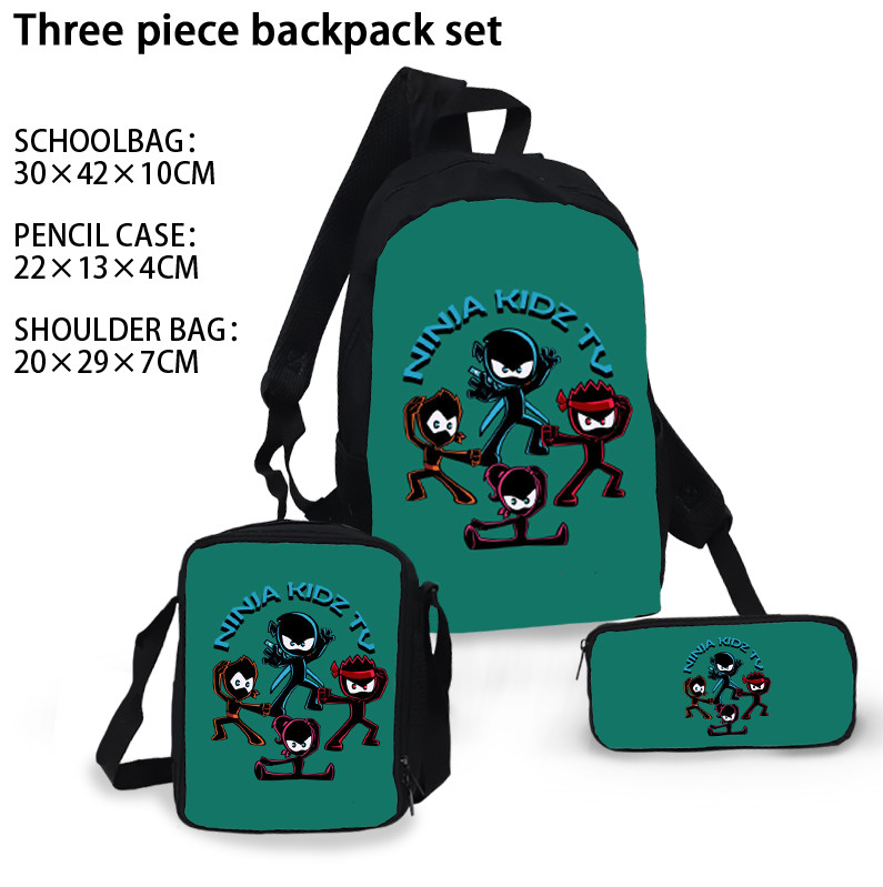 3pcs Set Ninja Kidz School Backpack Shoulder Bags Pencil Case Bag set kids bags