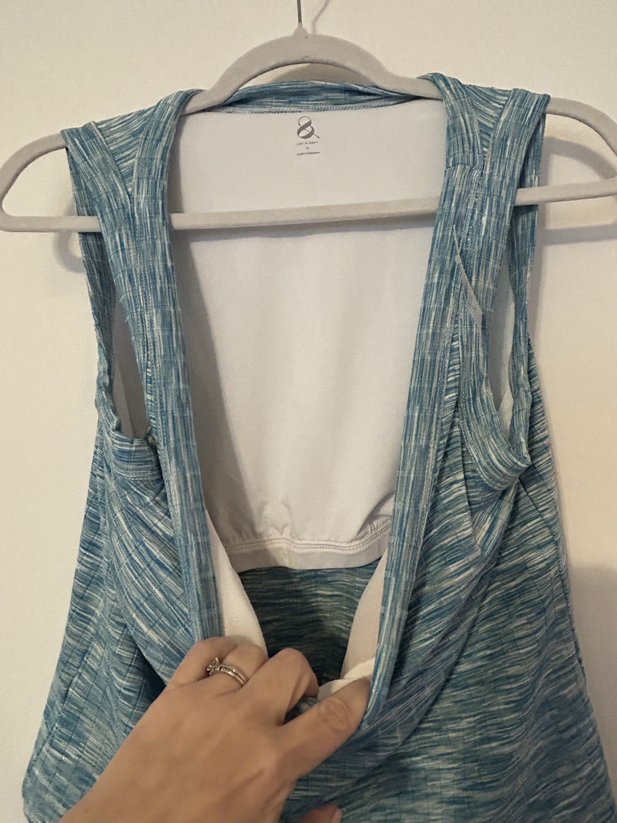 NWT Lou & Grey Light Blue Patterned Cropped Scoop Neck Tank