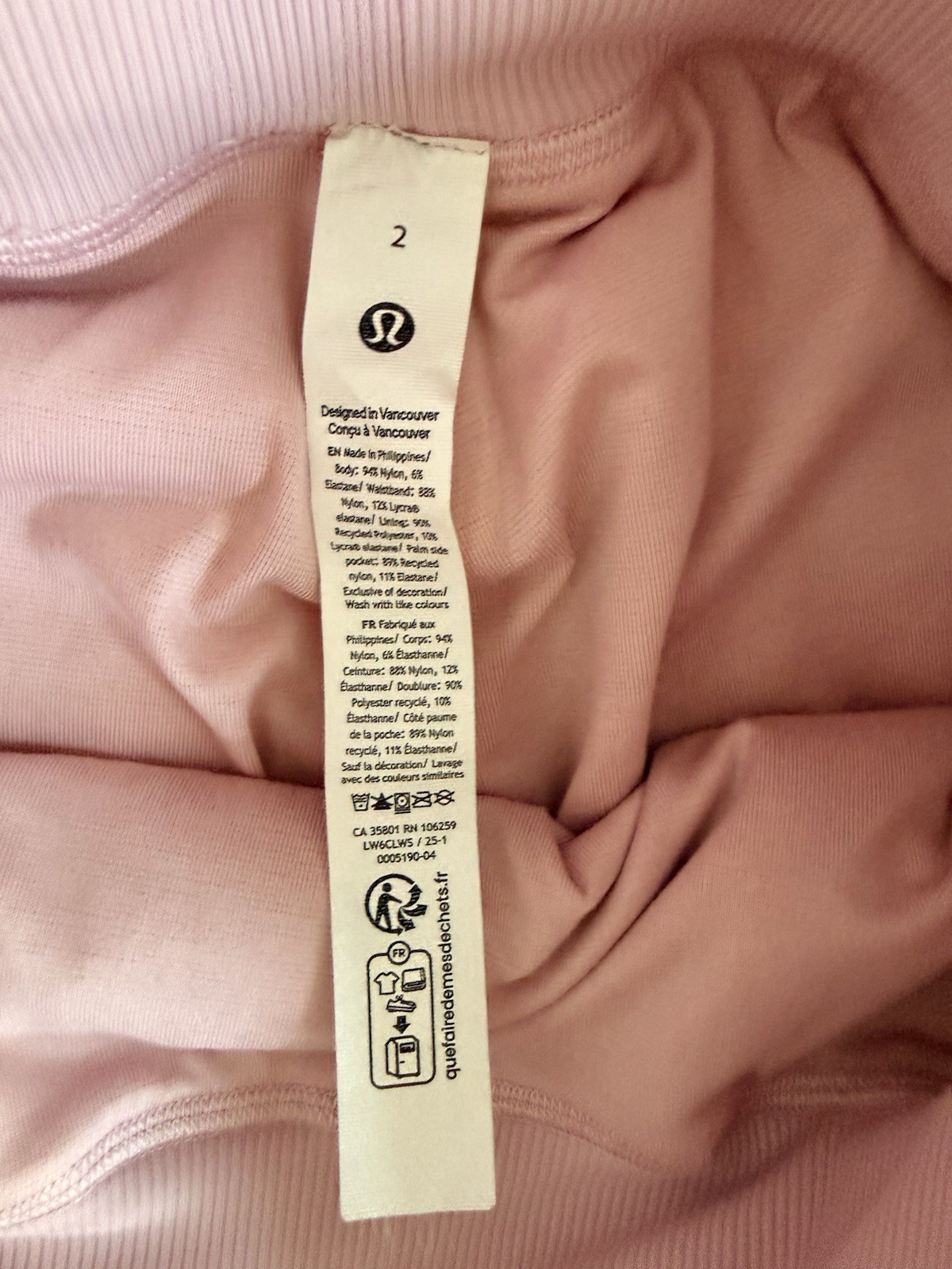 Lululemon Dance Studio Mid-Rise Cropped 25″ Pants Light Pink Peony Size 2