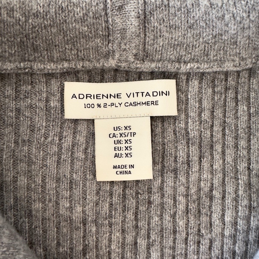ADRIENNE VITTADINI Women’s 100% 2-Ply Cashmere Coat Open Cardigan-Grey-Sz XS