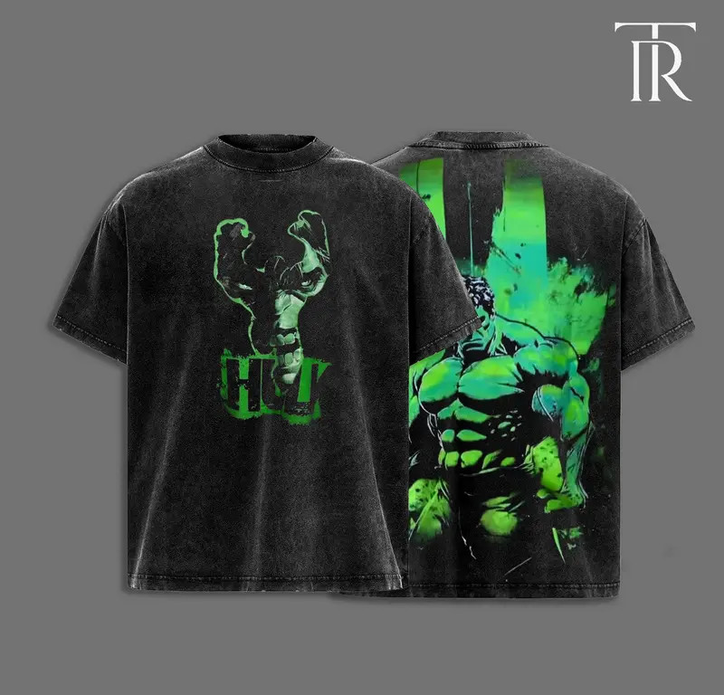 Hulk Gamma Rage Vintage Graphic Tee Double Sided Comic Hero Shirt