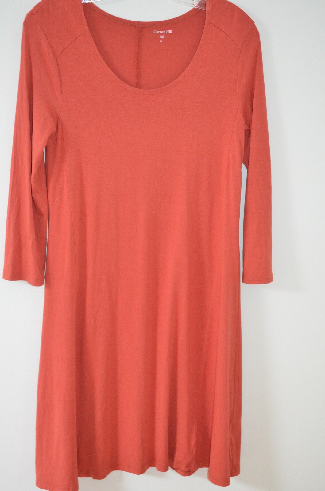 Garnet Hill Burnt Orange Scoop Neck 95% Viscose/5% Spandex Swing Dress Size XS