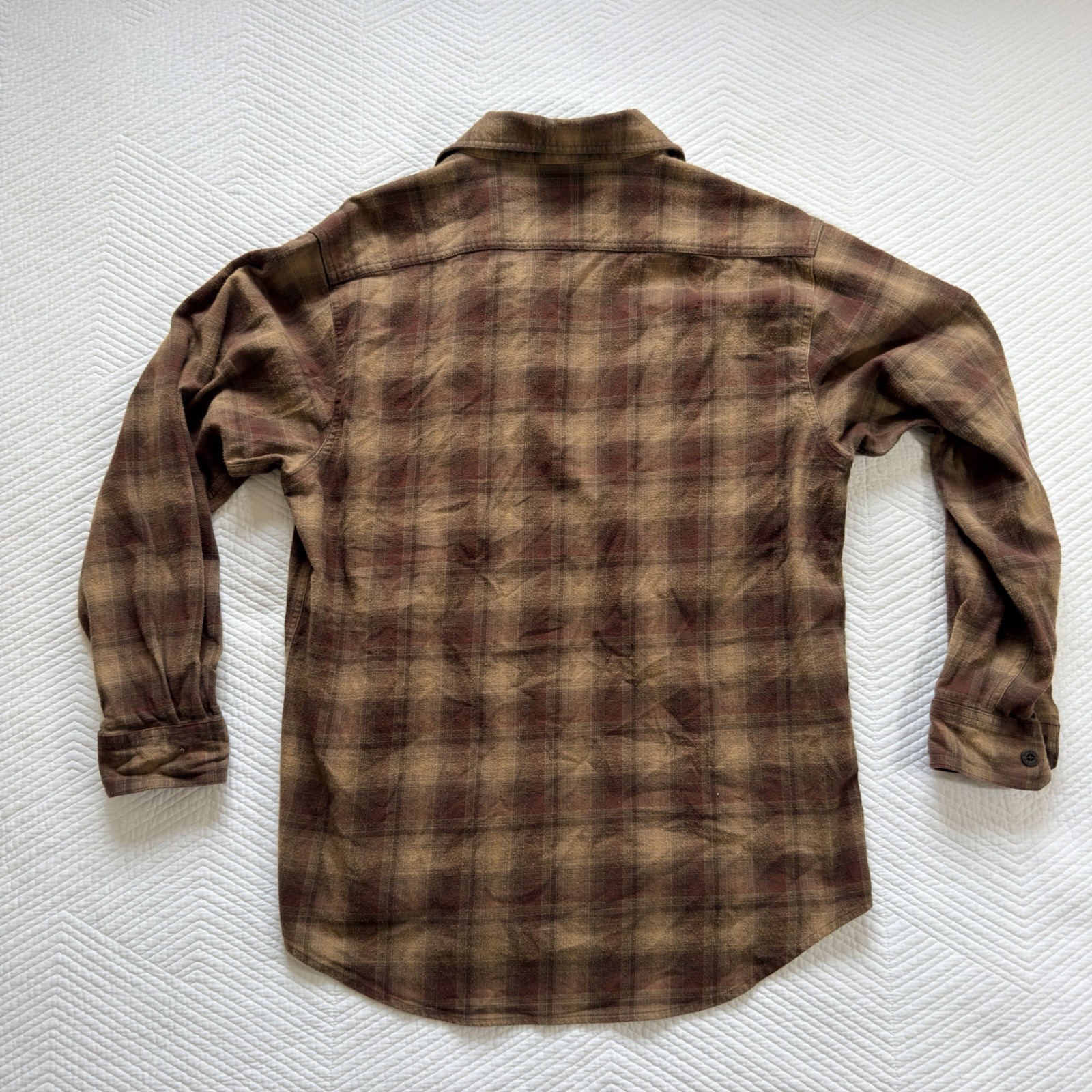 Wolverine Men’s L Brown/Red/Tan Plaid Flannel Long Sleeve Button-Up Pockets