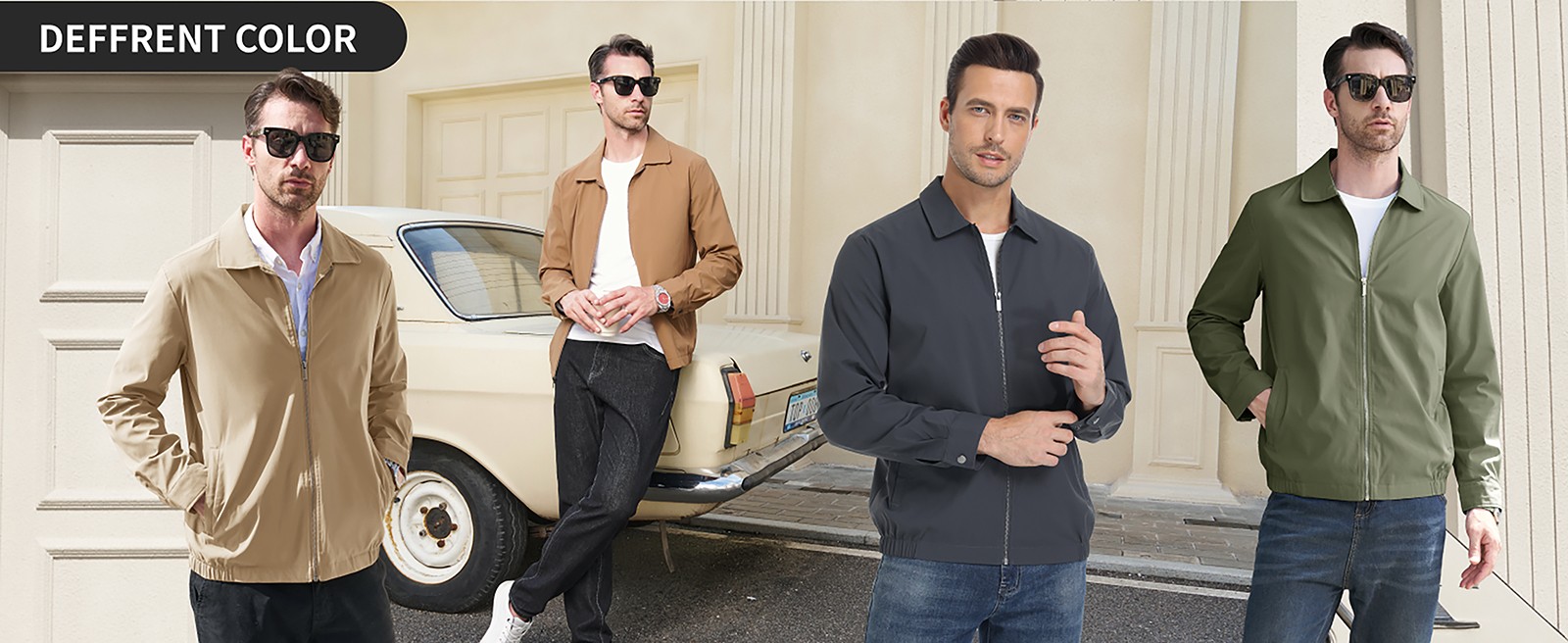 Men’s Lightweight Bomber Jacket Full-Zip Spring Fall Track Coat Casual Outwear