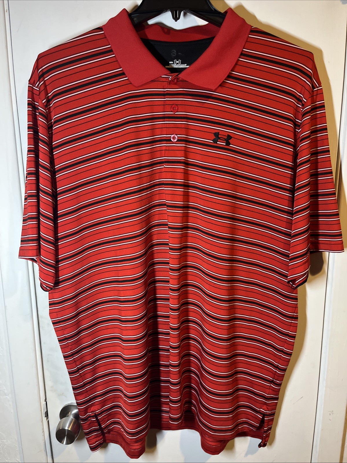 under armour polo xxl Red With Black And White Horizontal Stripes