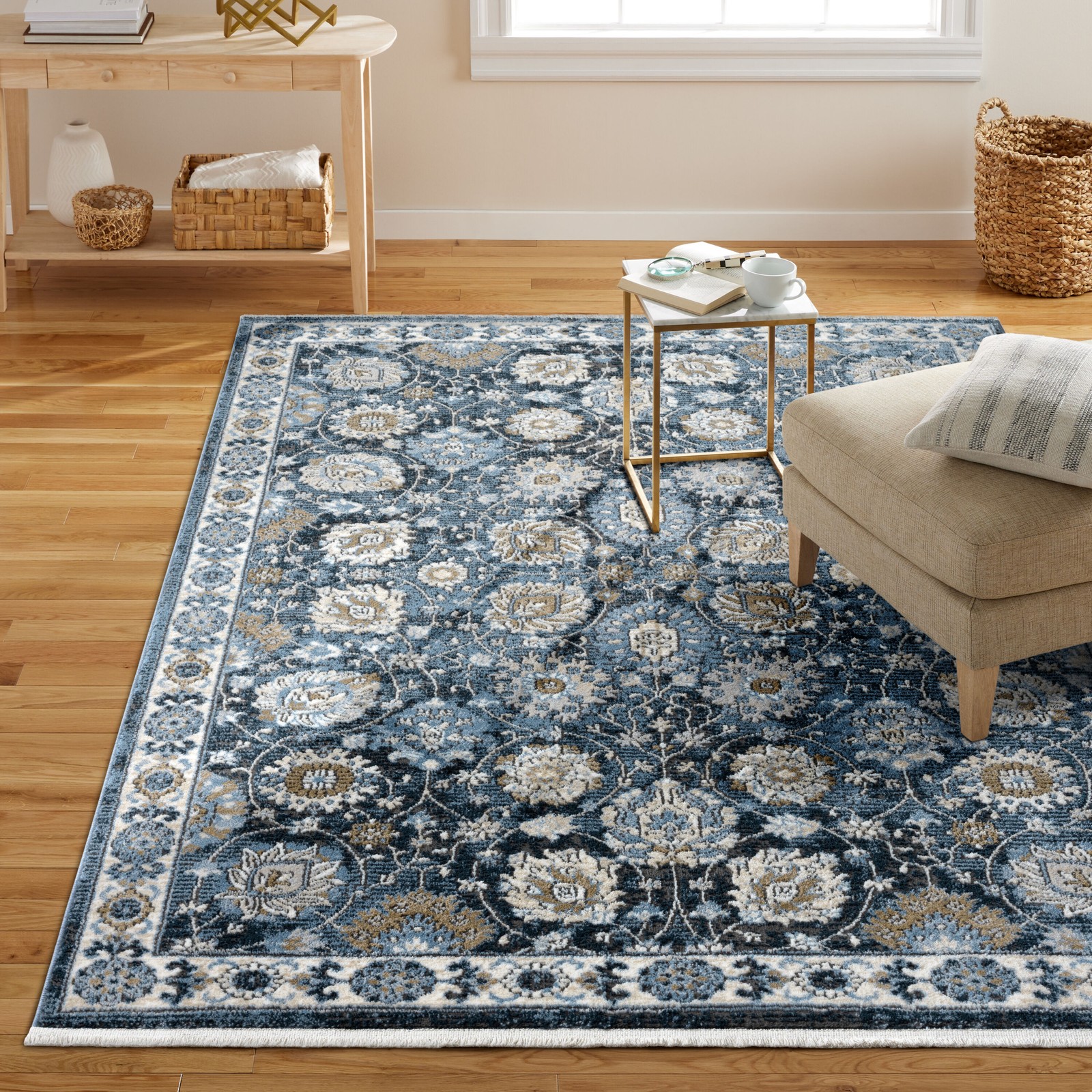 allen + roth Blue Garden 8 x 10 (ft) Loomed Polypropylene Blue Rectangular|16931