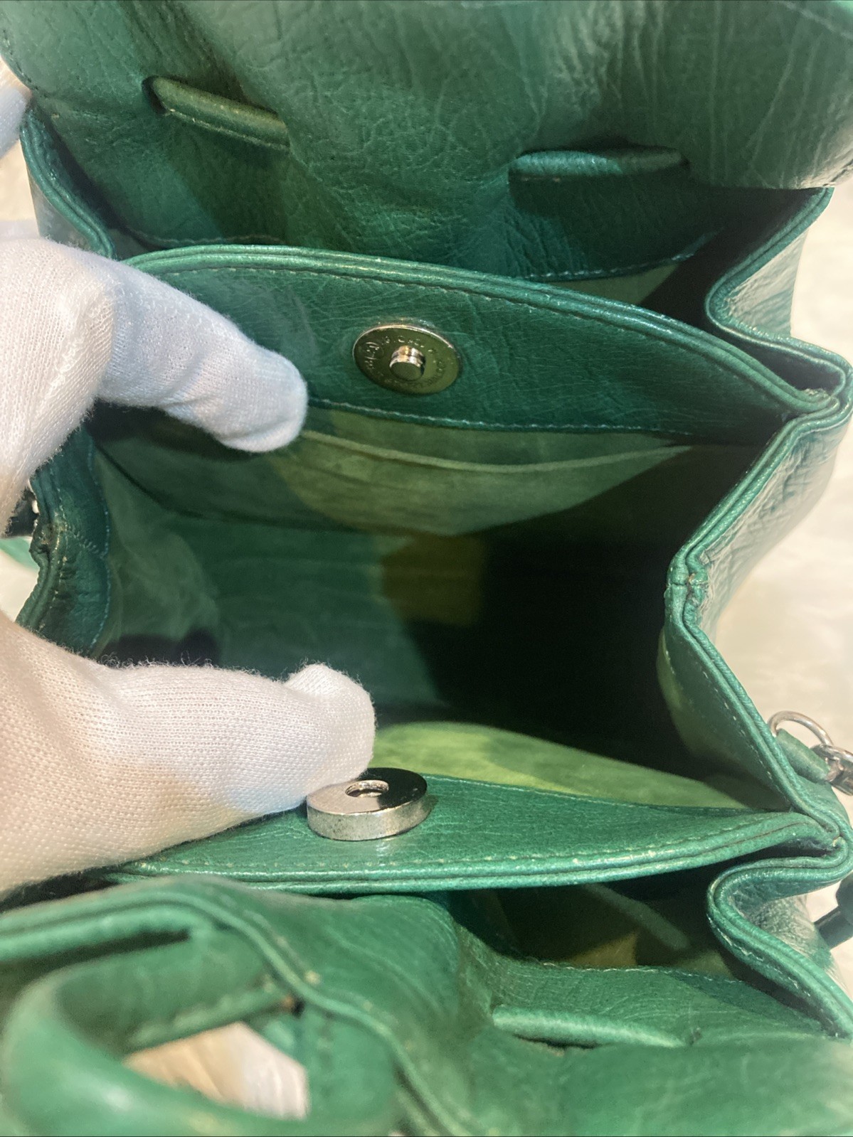 Ostrich Leather Shoulder Bag Green Crossbody Purse Women’s 17cm Vintage