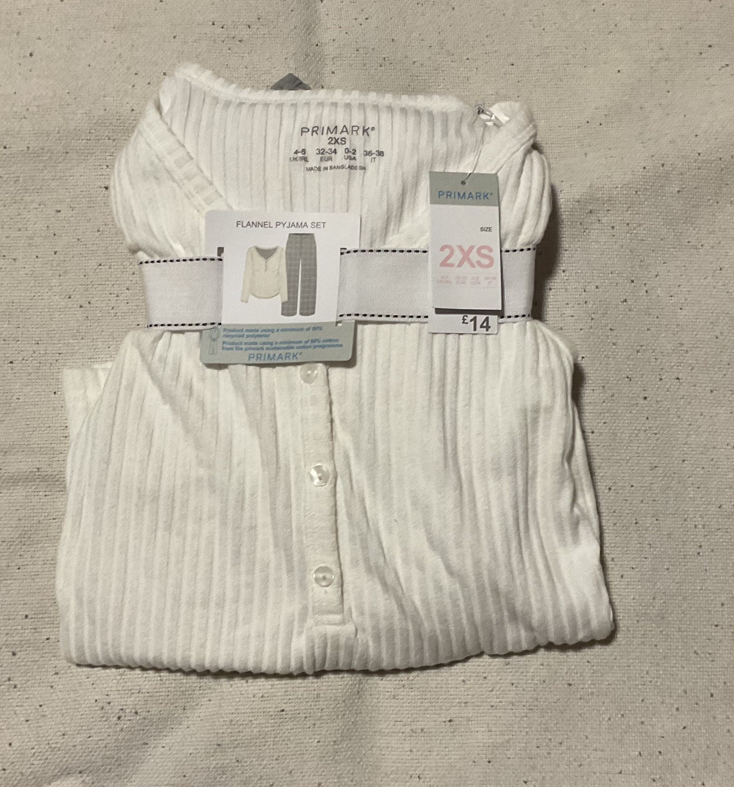 Primark Grey and White check pyjamas Size 2xs