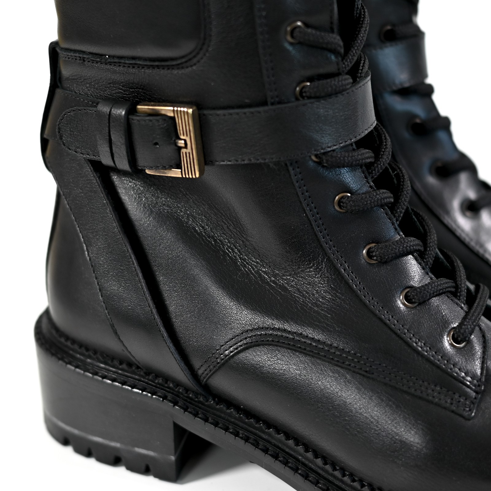 Aquatalia Octavia Calf Combat Boots Leather Shoes Black – Women’s Size 10 M