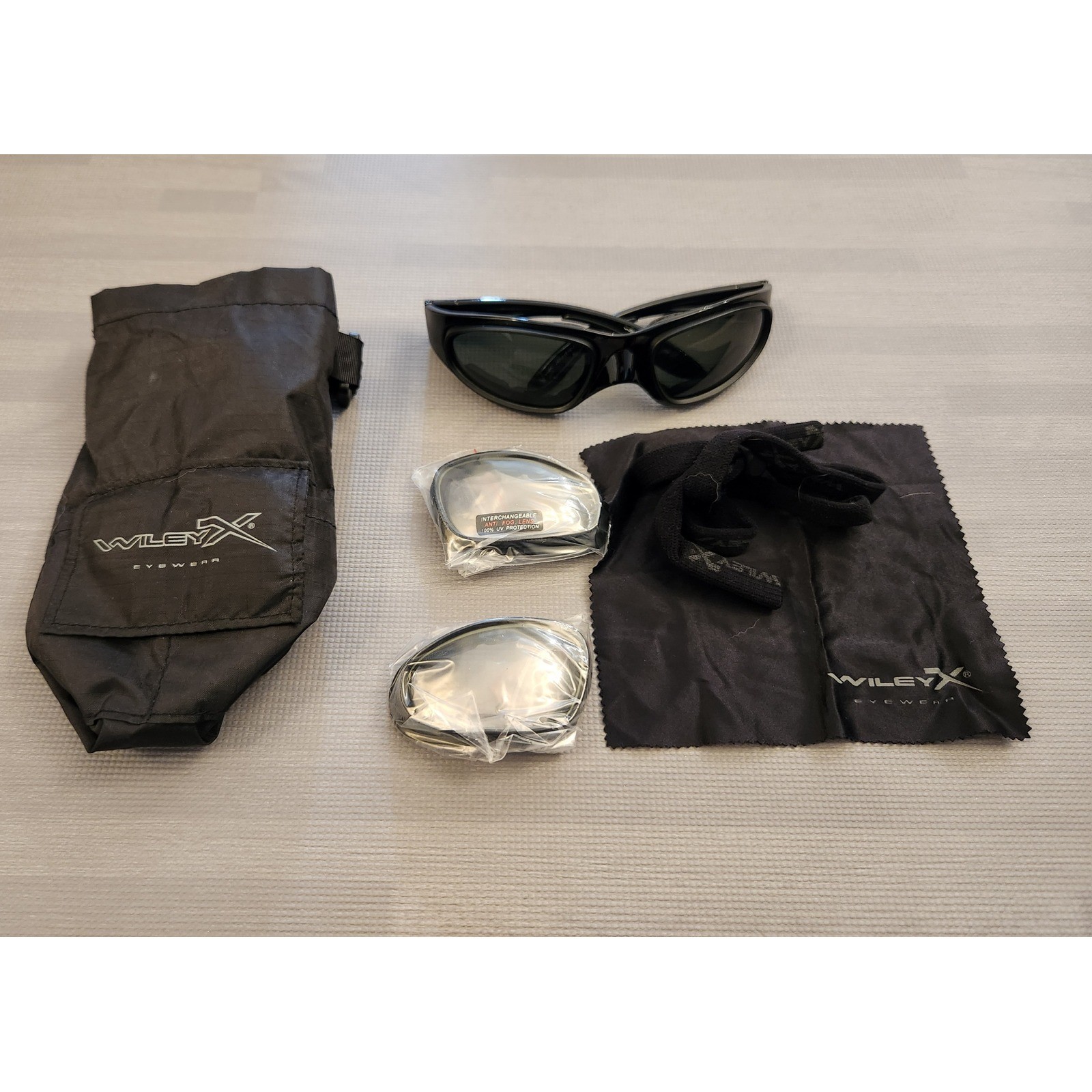 Wiley X SG-1 Tactical Goggles Matte Black Interchangeable Lenses Strap Case Set