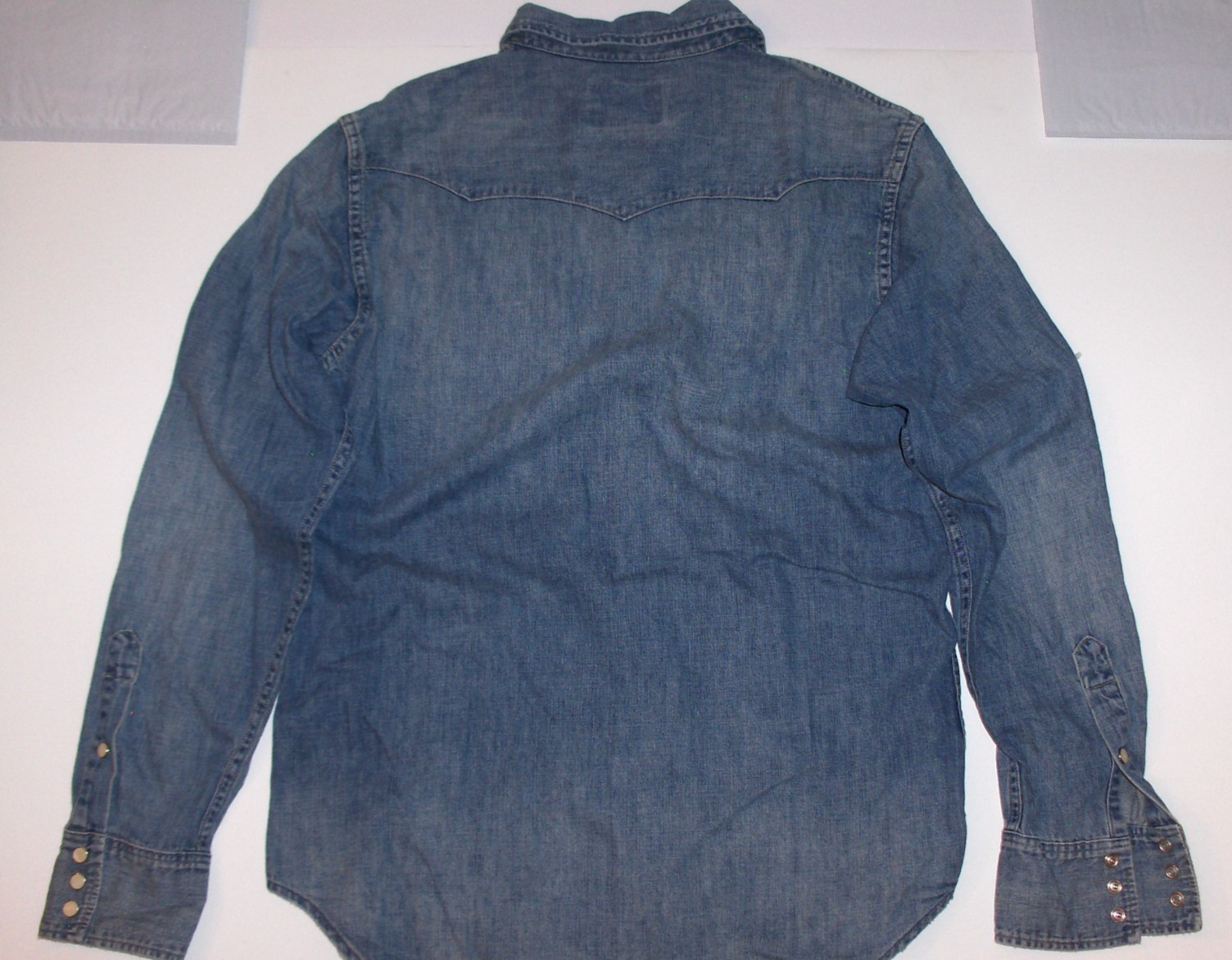 POLO RALPH LAUREN Men’s Long Sleeve Classic Fit Denim Western Snap Shirt, BLUE